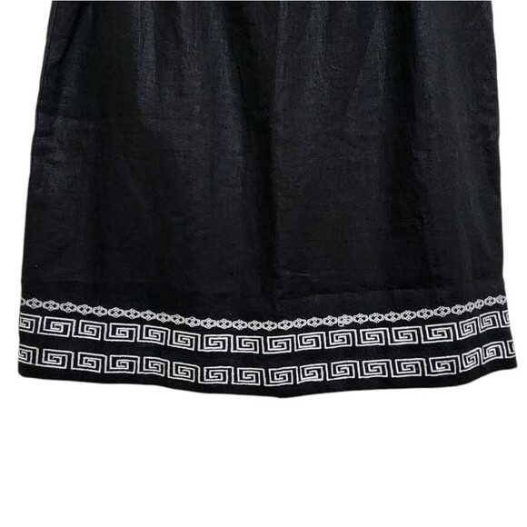 Parisian Skirt Womens 12 Black 100% Linen White Embroidered Zip Office Preppy - Picture 5 of 9
